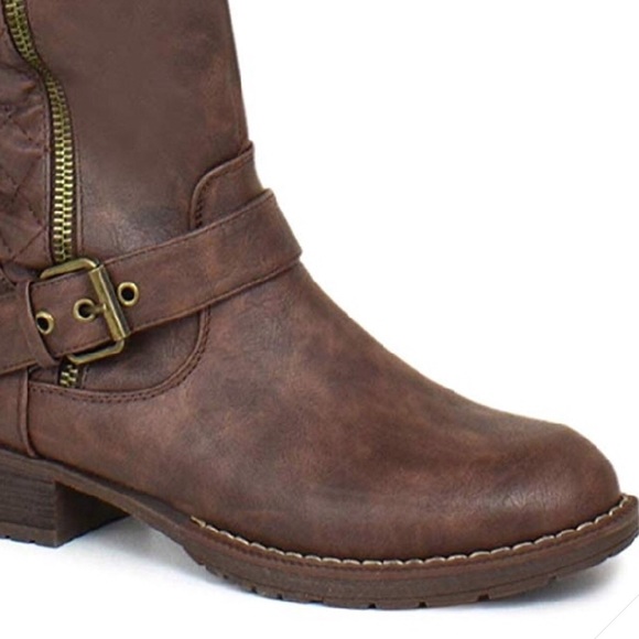 Margo Brown Tufted Knee High Buckle Riding Boot - Picture 4 of 7